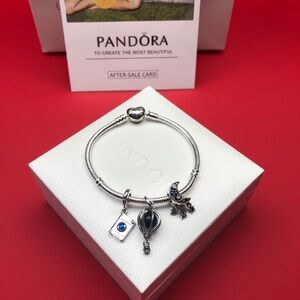 Pandora Silver Charm Bracelet with Blue Accents